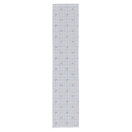 Blueberry Gray Blue Gingham Kurzer Tischläufer