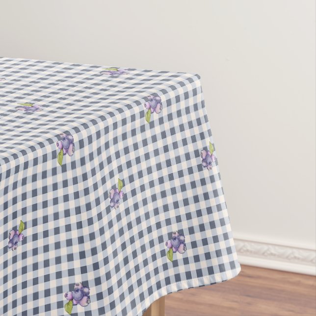 Blueberry Gray Blue Gingham Tischdecke (Beispiel)