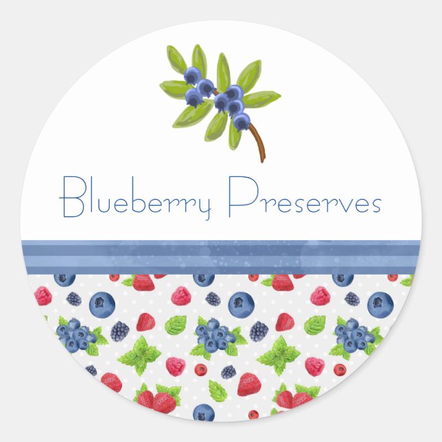 Blueberry Jam Canning Label Runder Aufkleber (Vorderseite)