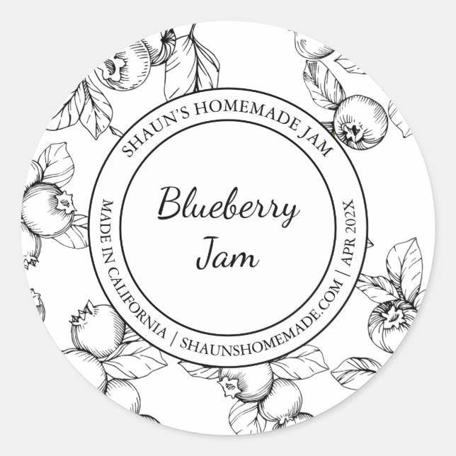 Blueberry Jam Croquis étiquette moderne (Devant)