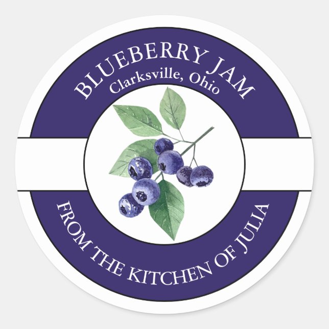 Blueberry Jam Label Runder Aufkleber (Vorderseite)
