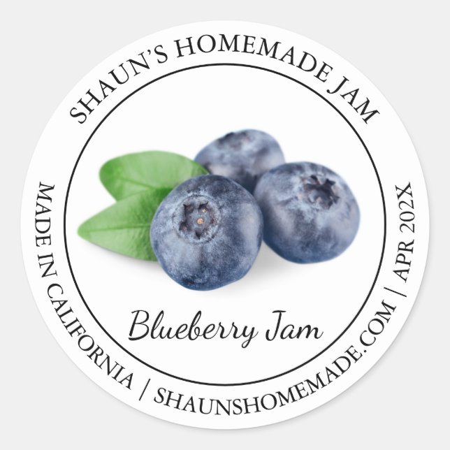 Blueberry Jam Modern Label Runder Aufkleber (Vorderseite)