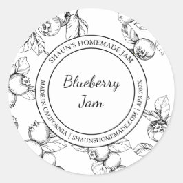 Blueberry Jam Sketch Modern Label Runder Aufkleber