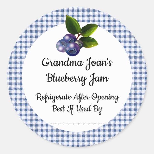 Blueberry-Konfitüre Custom Canning Jar Produktaufk Runder Aufkleber (Vorderseite)
