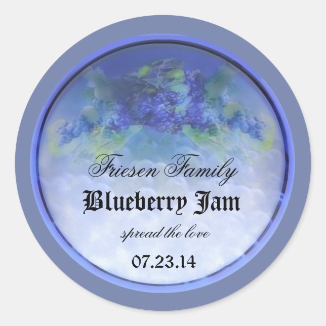Blueberry-Konservenetikett 3b Runder Aufkleber (Vorderseite)