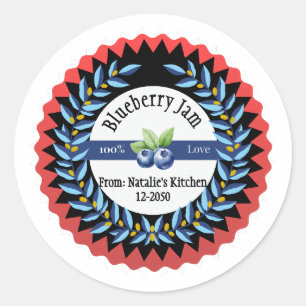 Blueberry-Marmelade aus Liebe Modern Blue Round St Runder Aufkleber