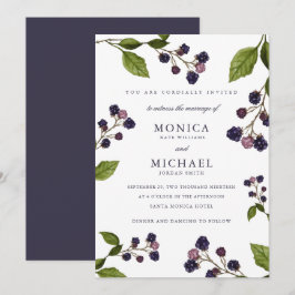 Blueberry Moderne botanische Hochzeit Einladung