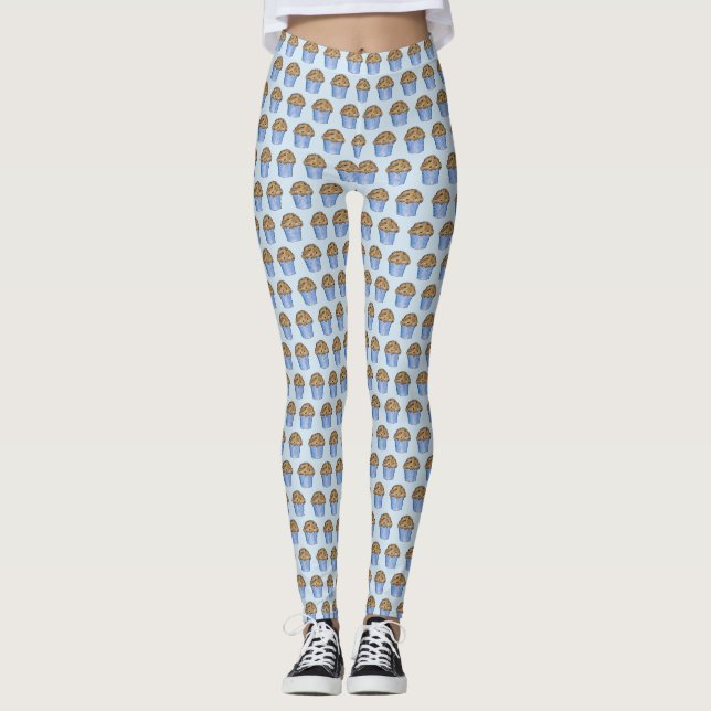 Blueberry Muffin Baked Goods Breakfast Blue Leggings (Vorderseite)