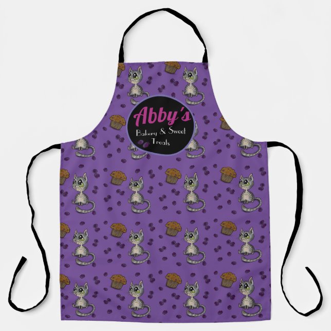 Blueberry Muffin Bloop Cat Pattern Custom Bakery Schürze (Vorderseite)