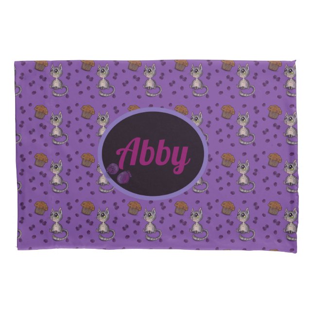 Blueberry Muffin Bloop Cat Pattern Pillowcase Kissenbezug (Vorderseite)