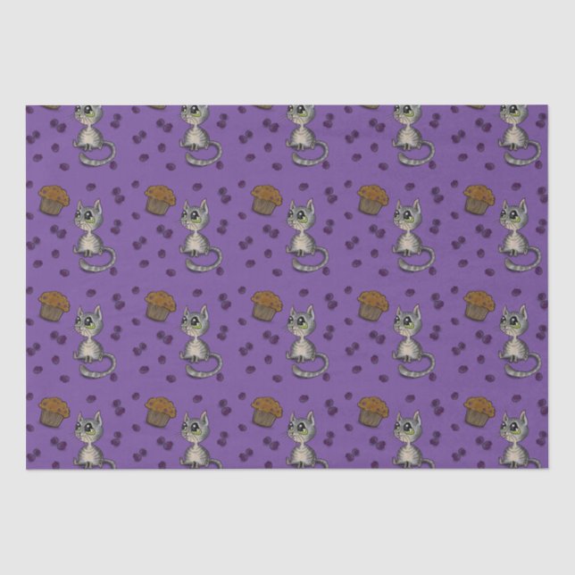 Blueberry Muffin Bloop Cat Pattern Seidenpapier (Vorderseite)