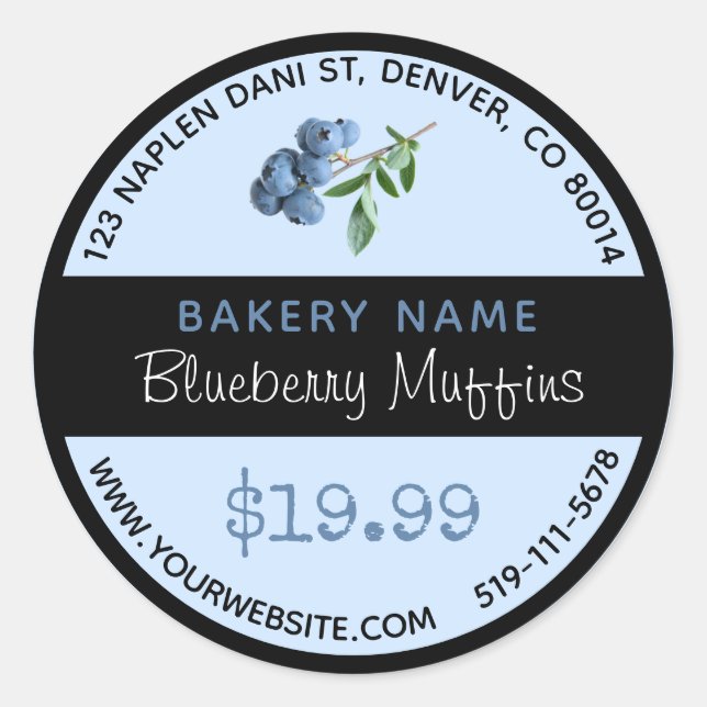 Blueberry Muffins Bäckerei Rundsticker Runder Aufkleber (Vorderseite)