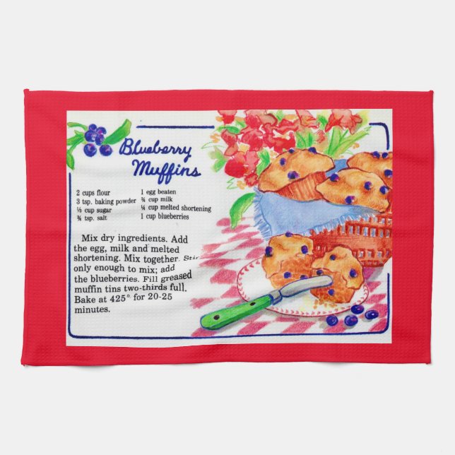 Blueberry Muffins Rezept Geschirrtuch (Horizontal)