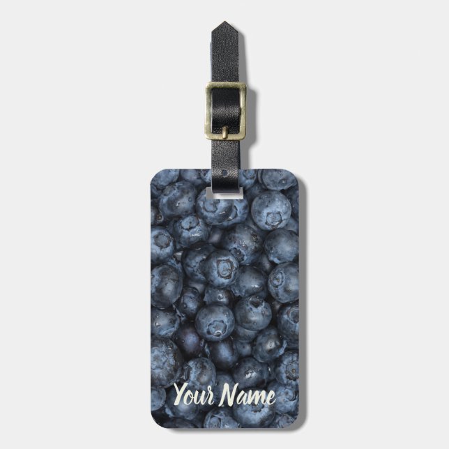 Blueberry Nah Up Detail für Veganer Gepäckanhänger (Vorderseite vertikal)