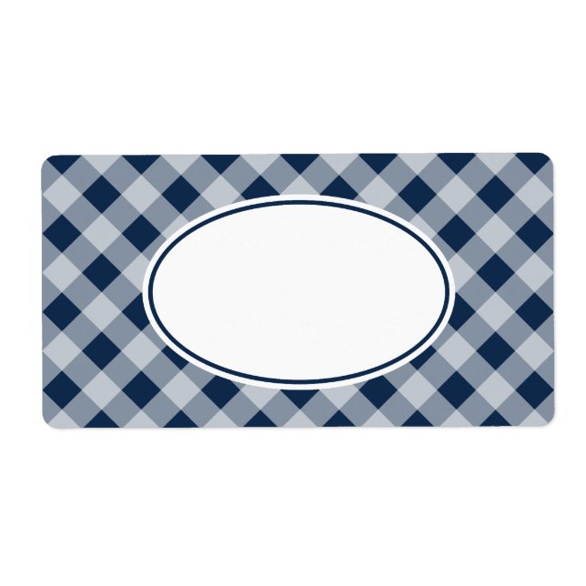 Blueberry Navy Gingham Kitchen Gift Tag Labels (Vorne)