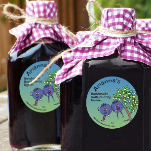 Blueberry Pals Funny Cartoon Jam Pie und mehr Runder Aufkleber