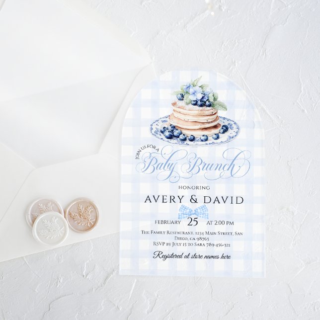 Blueberry Pancake Baby Brunch Baby Shower Boy Acryleinladungen (Von Creator hochgeladen)