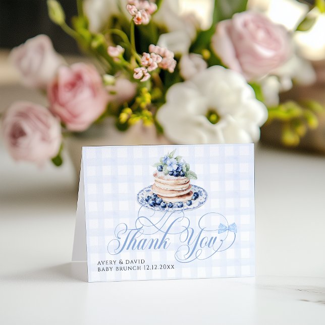 Blueberry Pancake Baby Brunch Baby Shower Boy Dankeskarte (Von Creator hochgeladen)