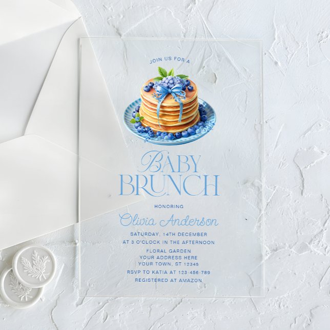 Blueberry Pancake Baby Brunch Babydusche Acryleinladungen (Von Creator hochgeladen)