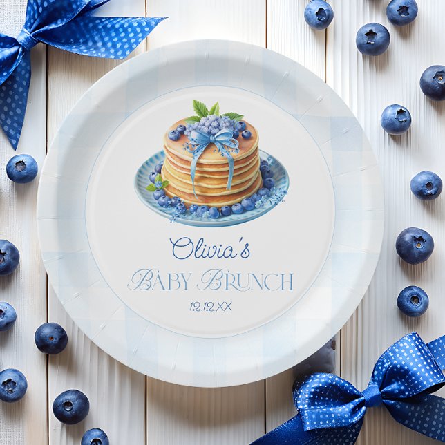 Blueberry Pancake Baby Brunch Babydusche Pappteller (Von Creator hochgeladen)