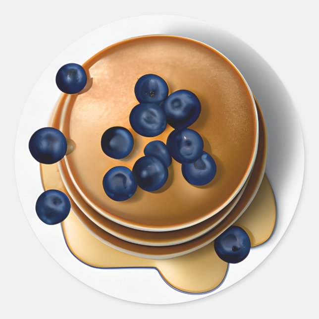 Blueberry Pancakes mit Syrup Food Runder Aufkleber (Vorderseite)