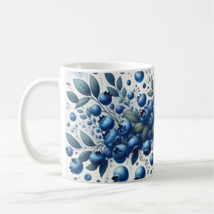 Blueberry Pattern - Hellblauer Hintergrund Kaffeetasse