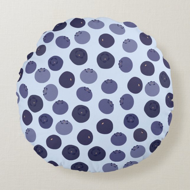 Blueberry Pattern Rundes Kissen (Vorderseite)