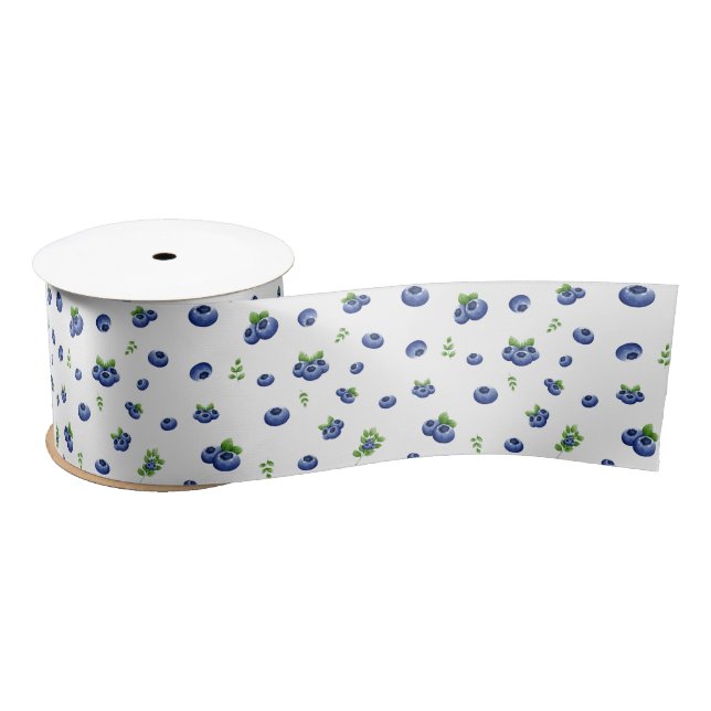 Blueberry Pattern Satinband (Spule)