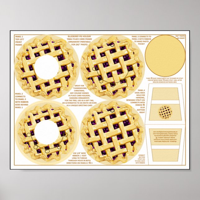 Blueberry Pie Erntedank Platzkarte Poster (Vorne)