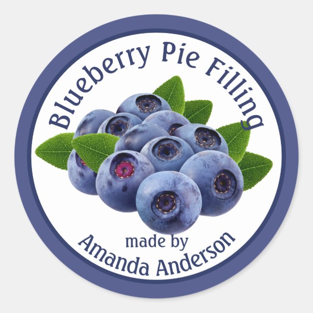 Blueberry Pie Filling 1/5" Circle Food Label Runder Aufkleber (Vorderseite)