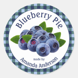 Blueberry Pie Kariert 3" Circle Food Label Runder Aufkleber