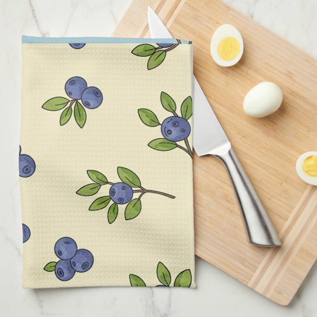Blueberry Repeat Pattern - Pastel Vibe Geschirrtuch (Viertel Falte)