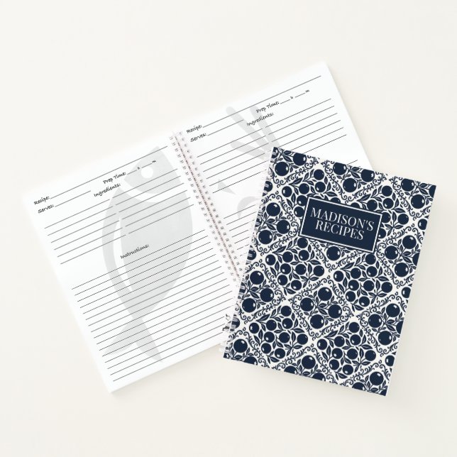 Blueberry Rustic Farmhouse French Country Recipe Notizbuch (Innenseite)