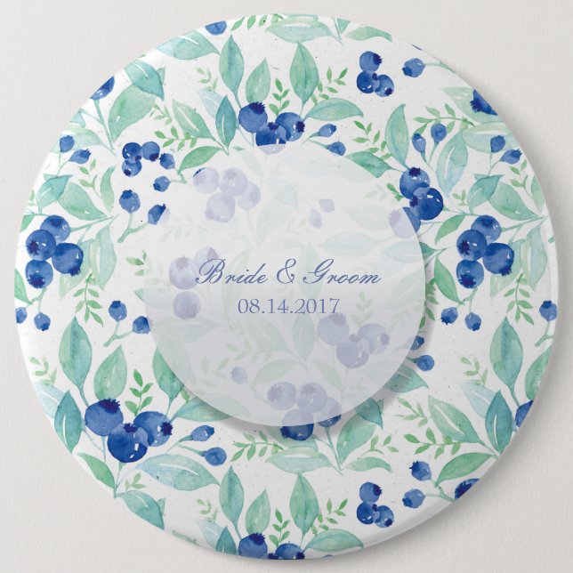Blueberry Rustic Wedding Button (Vorderseite)