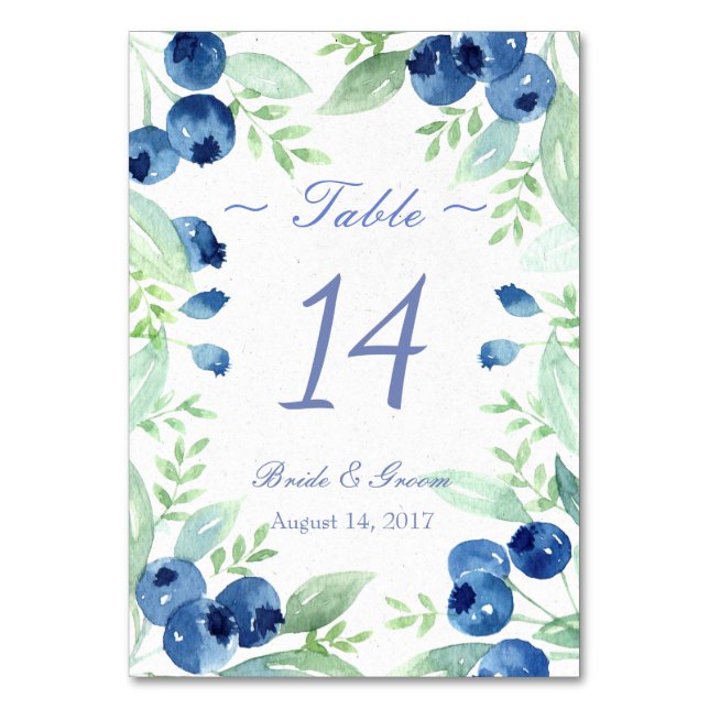 Blueberry Rustic Wedding Tischnummer (Vorderseite)