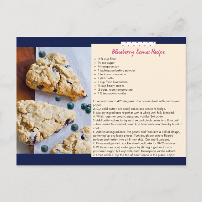 Blueberry Scones Rezept Postkarte (Vorderseite)