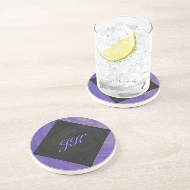 Blueberry Smear und Black Monogram Getränkeuntersetzer (Seite)