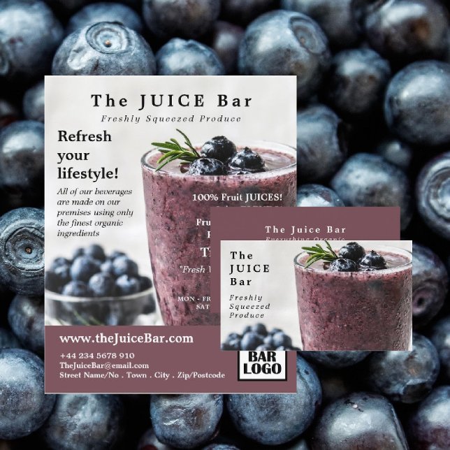 Blueberry Smoothie, Juice Bar Advertising Flyer (Von Creator hochgeladen)