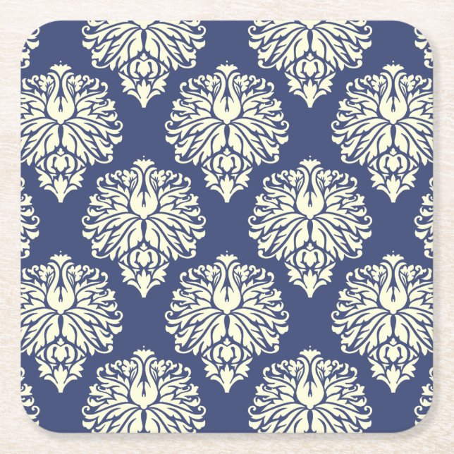 Blueberry Southern Hütte Damask Rechteckiger Pappuntersetzer (Vorderseite)