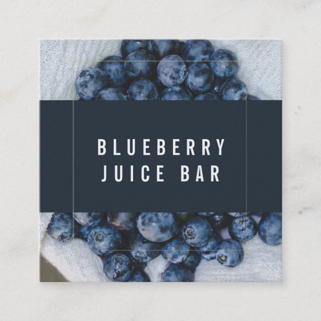 Blueberry Square Logo Modern Frame Quadratische Visitenkarte (Vorderseite)