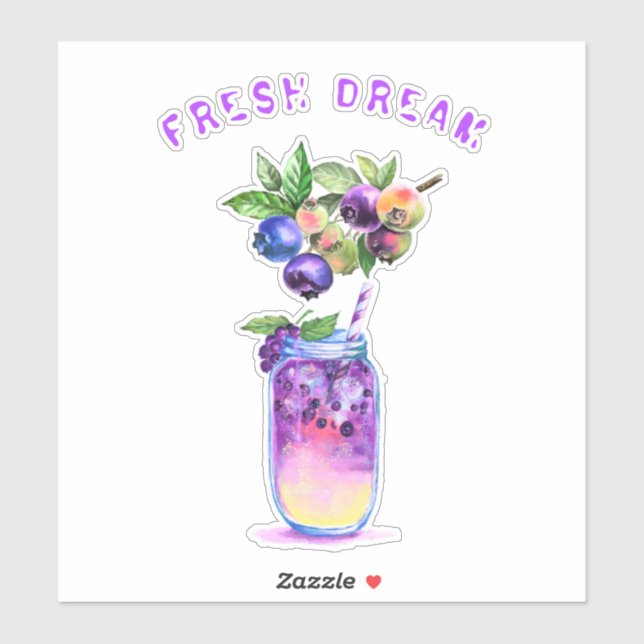 Blueberry Sticker Fruchtsaft Cooler Drink Cocktail (Blatt)