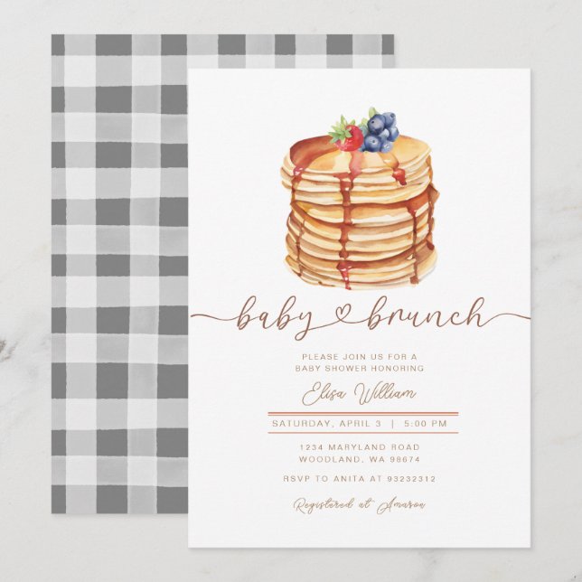 Blueberry Strawberry Baby Brunch Babydusche Einladung (Vorne/Hinten)