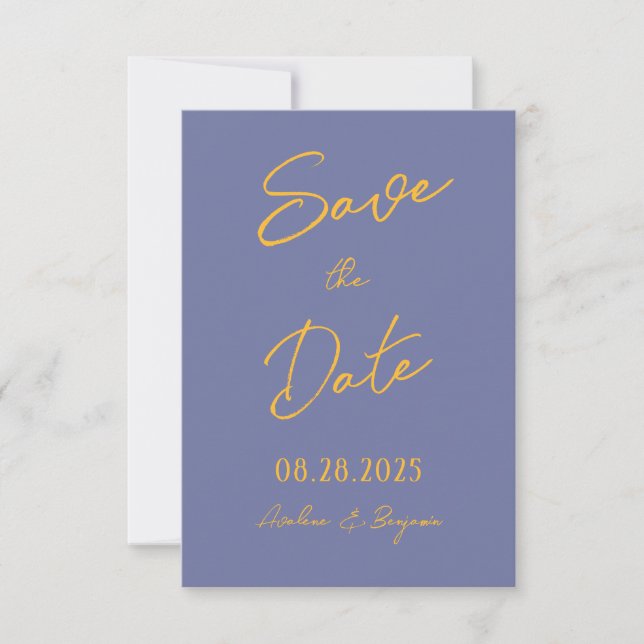 Blueberry Sunshine Typografy Wedding Save The Date (Vorderseite)