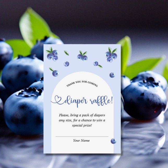 Blueberry Sweet Boy Babydusche Windelwanne Begleitkarte (Blueberry Sweet Boy Baby Shower Diaper Raffle Enclosure Card)