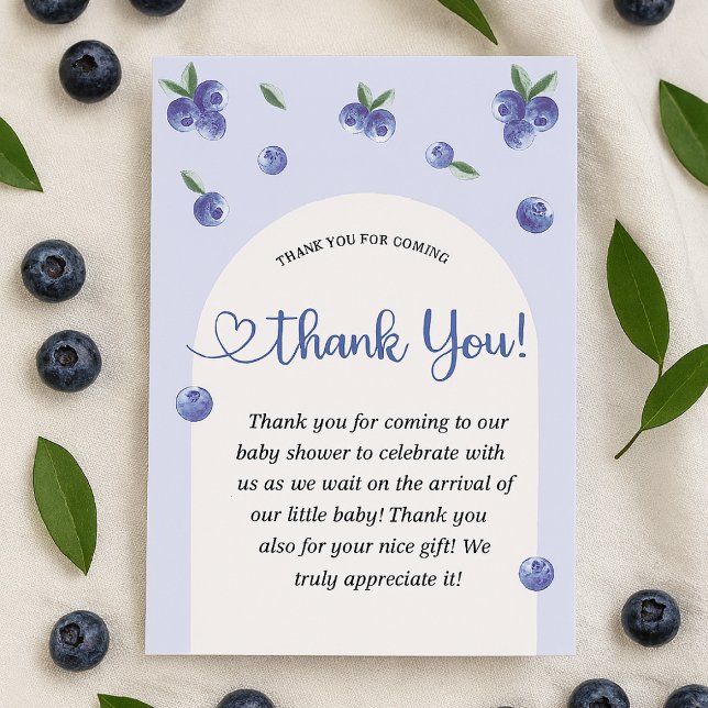 Blueberry Sweet Watercolor Boy Baby Dusche Dankeskarte (Blueberry Sweet Watercolor Boy Baby Shower Thank You Card)