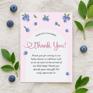Blueberry Sweet Watercolor Girl Babydusche Dankeskarte