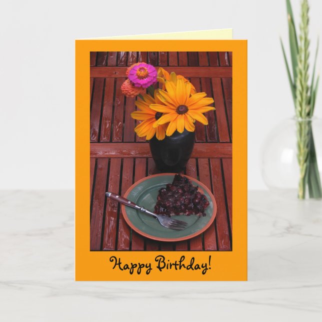 Blueberry Tart & Blume Geburtstag Karte (Vorderseite)