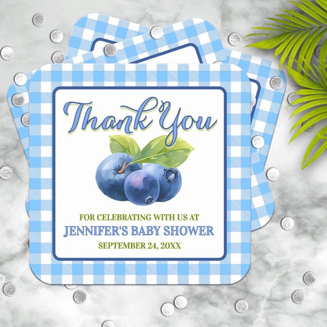 Blueberry Theme Baby Dusche Vielen Dank Quadratischer Aufkleber (Von Creator hochgeladen)