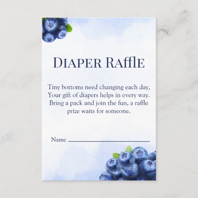 Blueberry Watercolor Diaper Raffle Ticket Insert (Vorderseite)