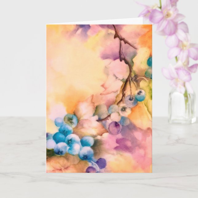 Blueberry Watercolor Grußkarte — handbemalt Karte (Orchidee)